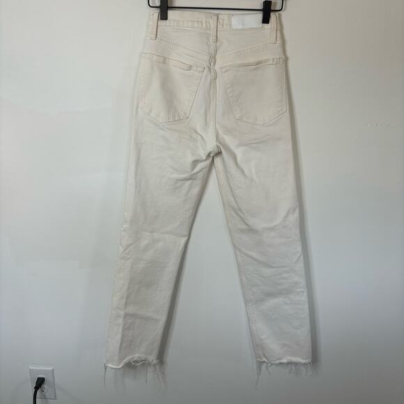 RE/DONE 70s Stove Pipe High Rise Straight Ankle Jeans in Vintage White size 25 - Picture 3 of 14